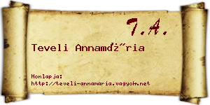 Teveli Annamária névjegykártya